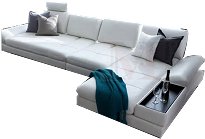  Canapé angle avec quattre dossiers deplaçables , deux bras pliables et grande coffre