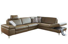 Canapé angle 265x215 cm avec 1 relax et un coffre Nicolas